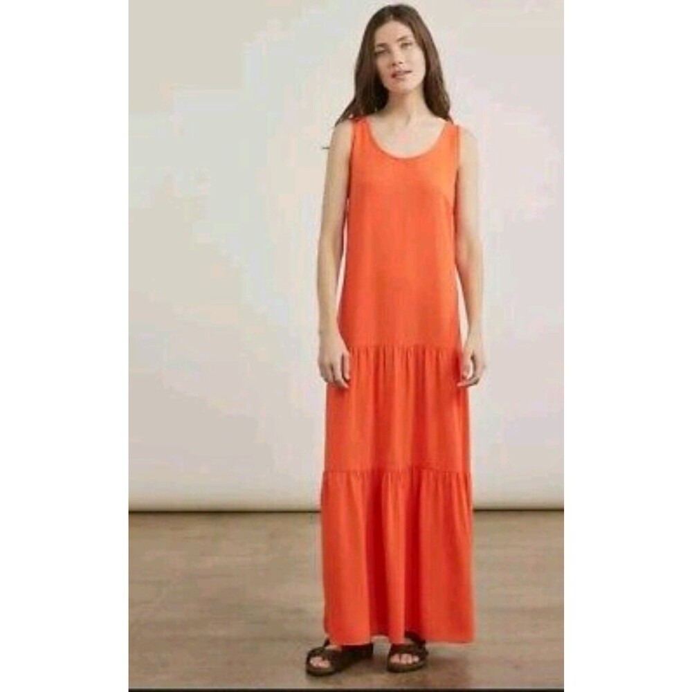 ELIZABETH AND JAMES Dress Women's Small Maxi Tiered  Orange Sleeveless Boho
